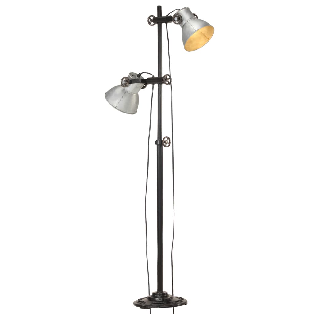 Lampadaire Industriel avec Abat-jours en Métal-Argent-1-2-La-Fabrique-Industrielle