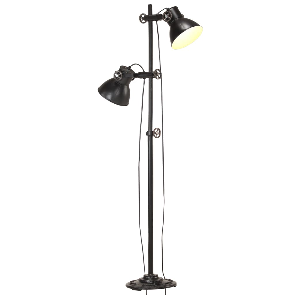 Lampadaire Industriel avec Abat-jours en Métal-Noir-1-2-La-Fabrique-Industrielle