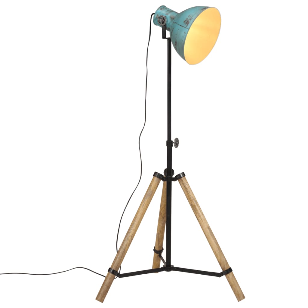 Lampadaire Industriel en Bois et Métal Noir-Bleu-1-La-Fabrique-Industrielle