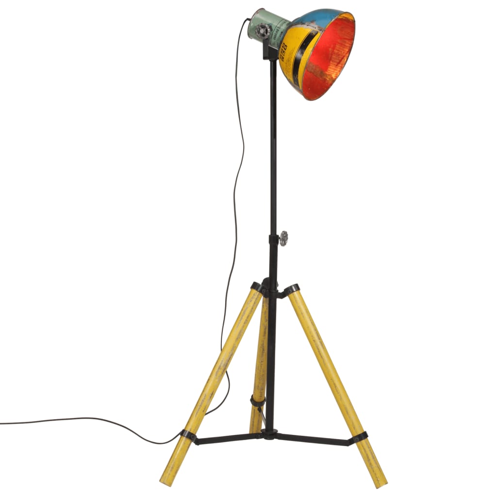 Lampadaire Industriel en Bois et Métal Noir-Multicolore-1-La-Fabrique-Industrielle