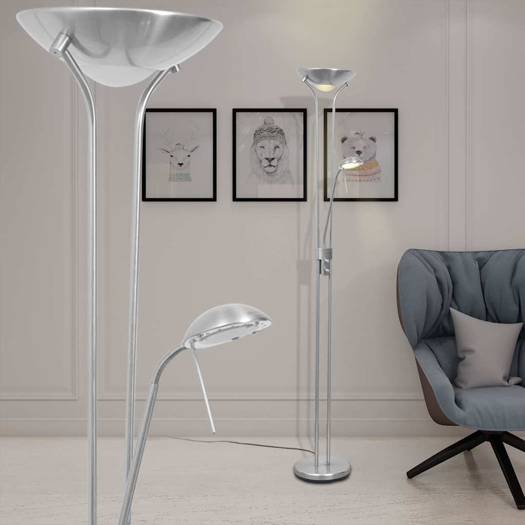 Lampadaire en Acier Noir au Style Industriel LED-Argent-1-La-Fabrique-Industrielle