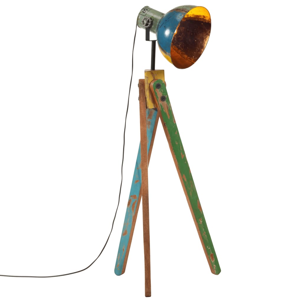 Lampadaire en Bois et Blanc Industriel-Multicolore-1-La-Fabrique-Industrielle