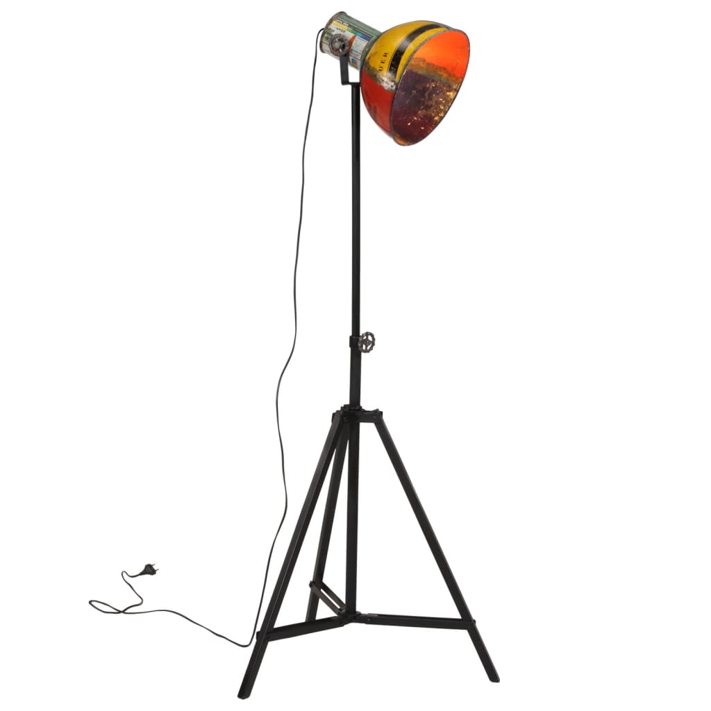 Lampadaire en Métal Noir au Style Industriel-Multicolore-1-La-Fabrique-Industrielle
