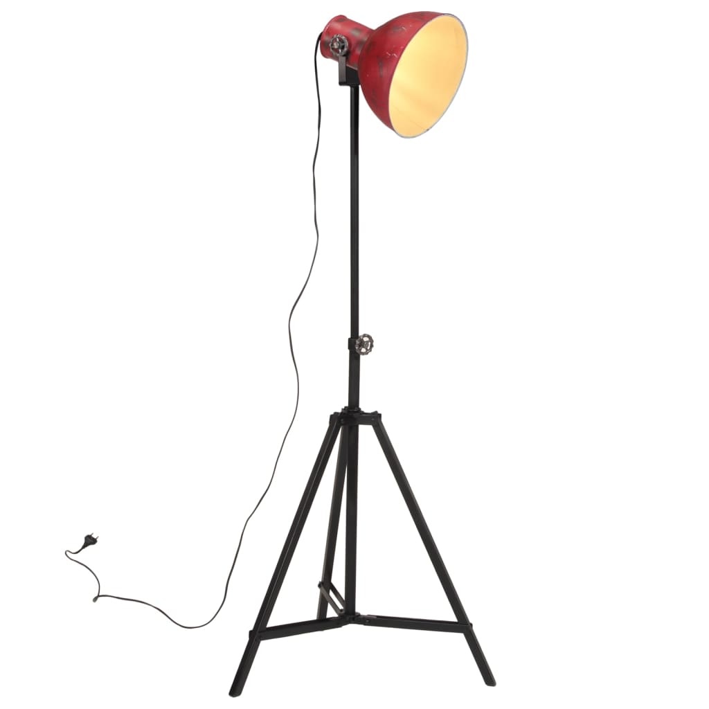 Lampadaire en Métal Noir au Style Industriel-Rouge-1-La-Fabrique-Industrielle