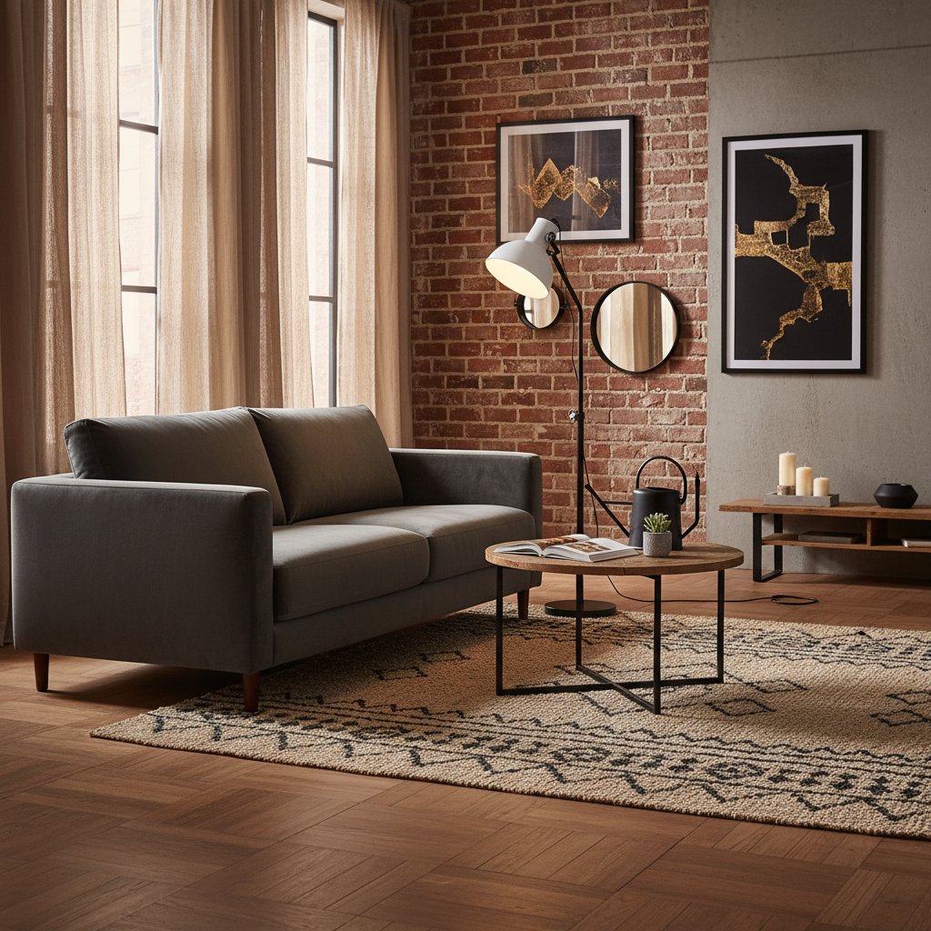 Lampadaire Élégant en Métal Noir Style Industriel