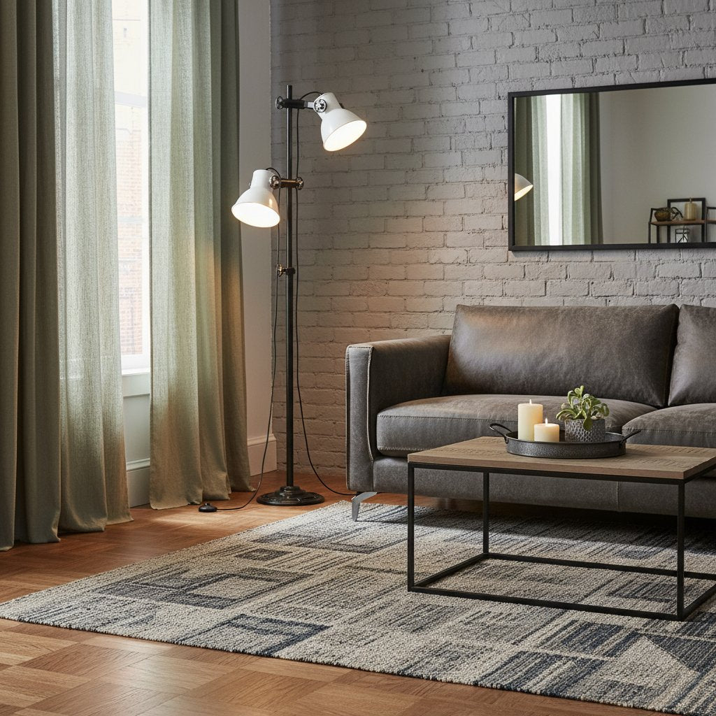 Lampadaire Industriel avec Abat-jours en Métal