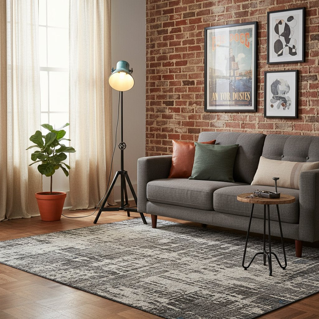 Lampadaire Industriel en Métal Noir