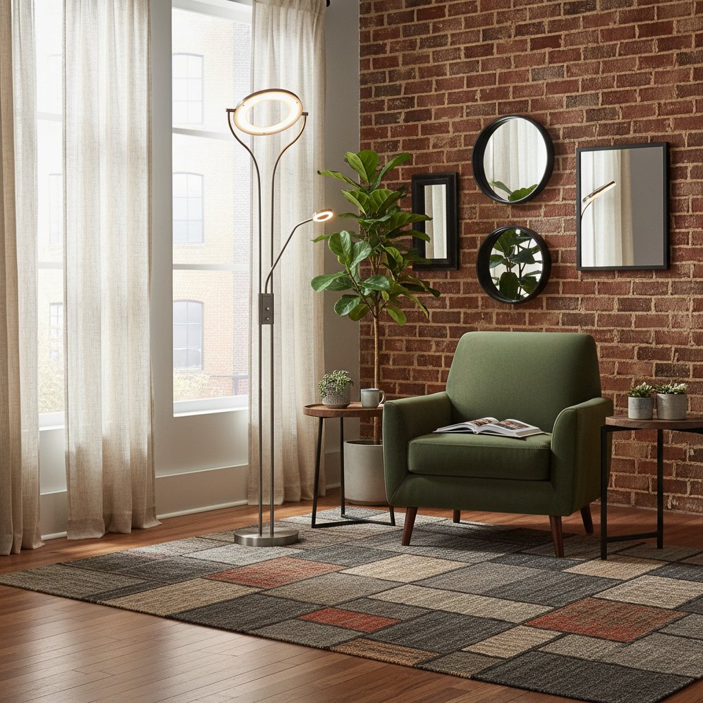 Lampadaire Intérieur Industriel en Acier