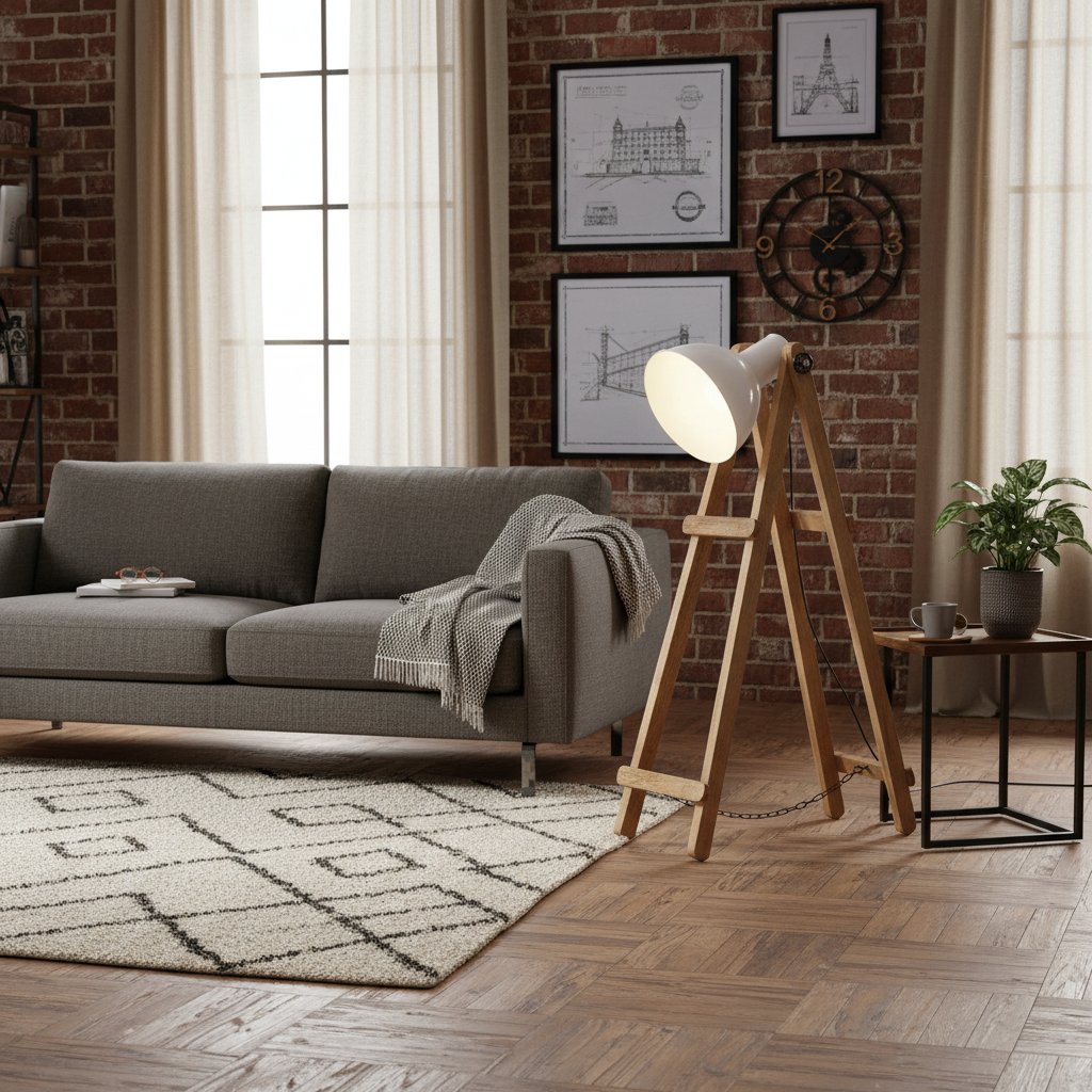 Lampadaire en Bois de Manguier Naturel