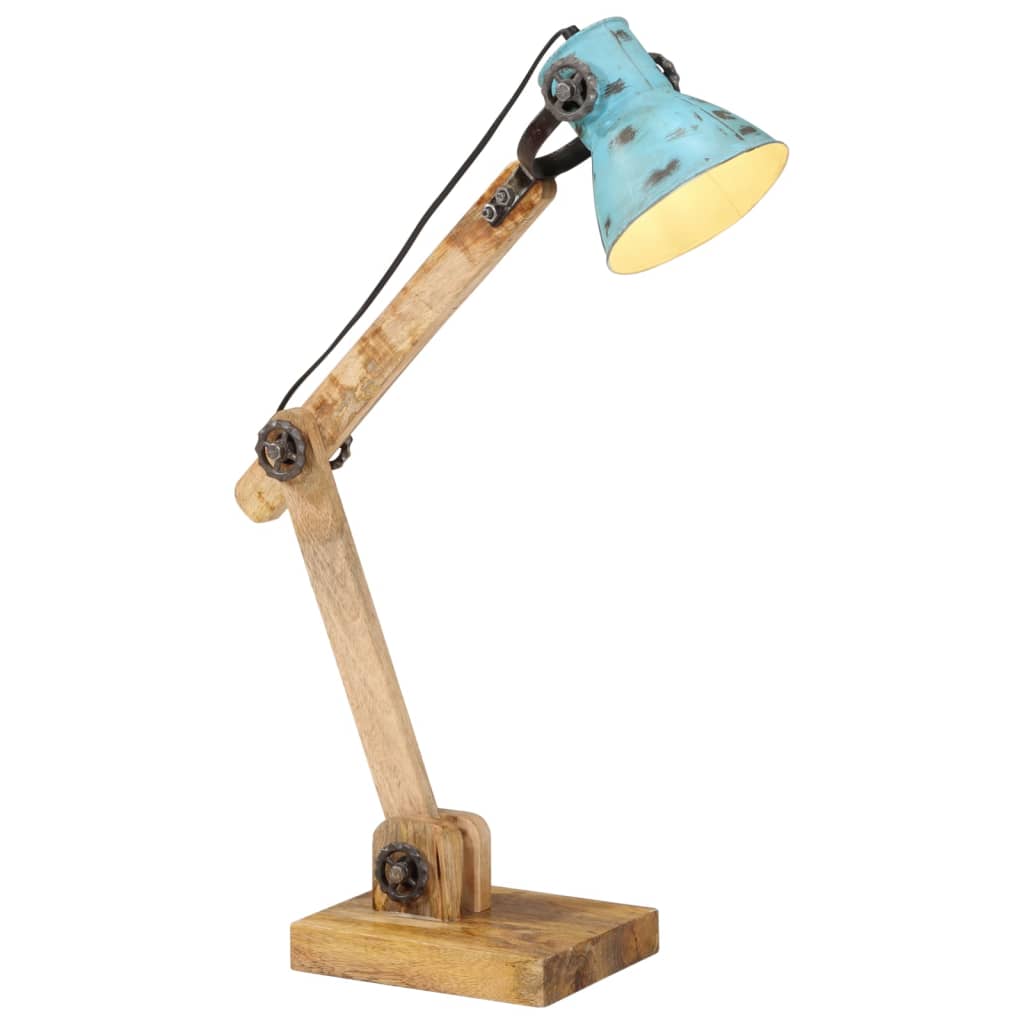 Lampe Industrielle Ancienne en Bois et Métal-Bleu-1-La-Fabrique-Industrielle