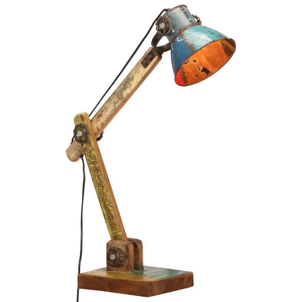 Lampe Industrielle Ancienne en Bois et Métal-Multicolore-1-La-Fabrique-Industrielle