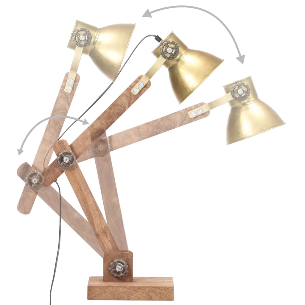 Lampe de Bureau Industrielle en Laiton et Bois-La-Fabrique-Industrielle