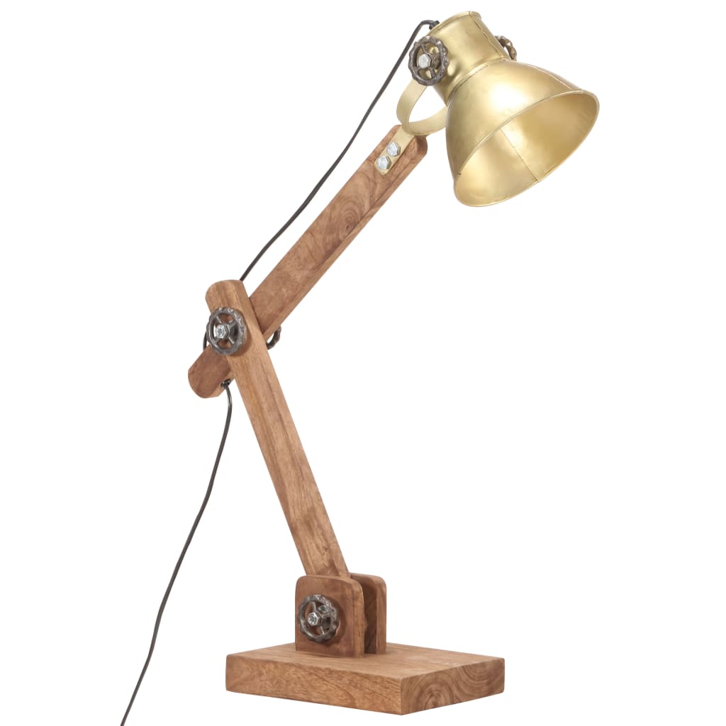 Lampe de Bureau Industrielle en Laiton et Bois-La-Fabrique-Industrielle