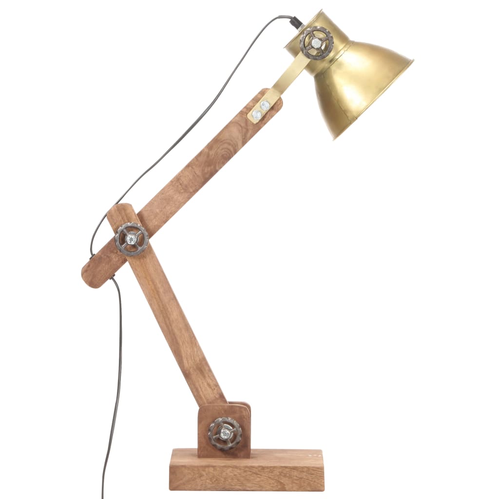 Lampe de Bureau Industrielle en Laiton et Bois-La-Fabrique-Industrielle
