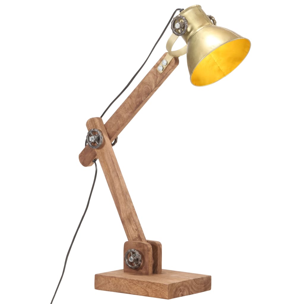 Lampe de Bureau Industrielle en Laiton et Bois-La-Fabrique-Industrielle