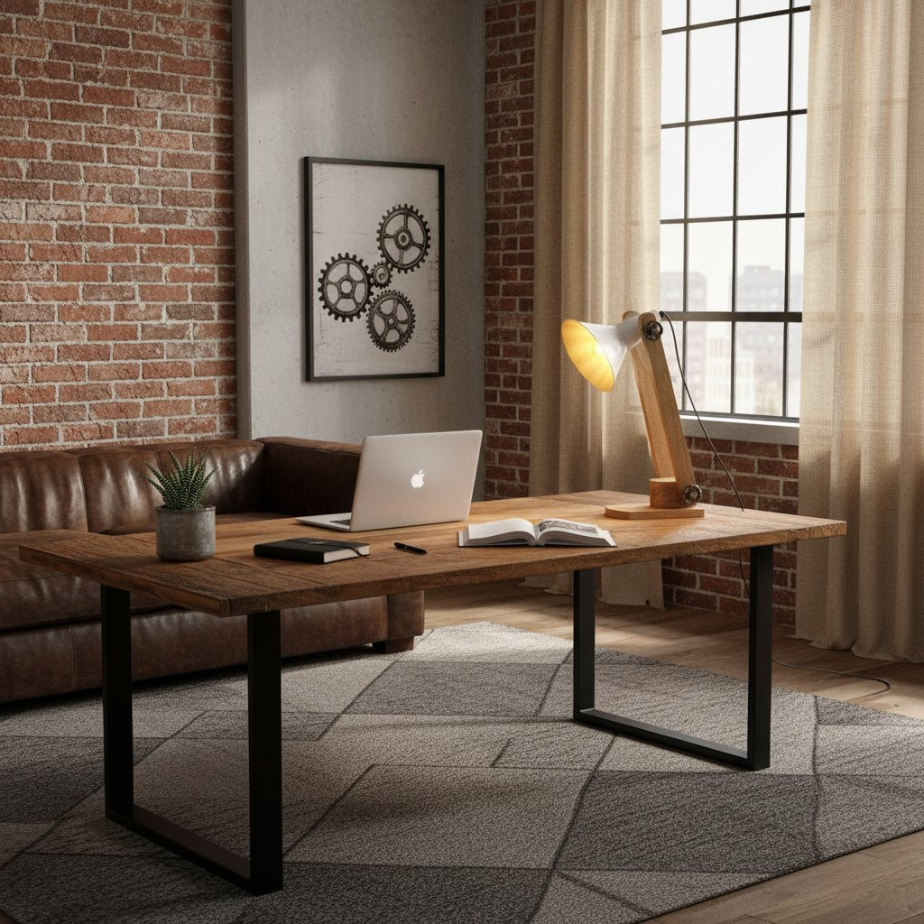 Lampe Industrielle Vintage en Bois et Fer