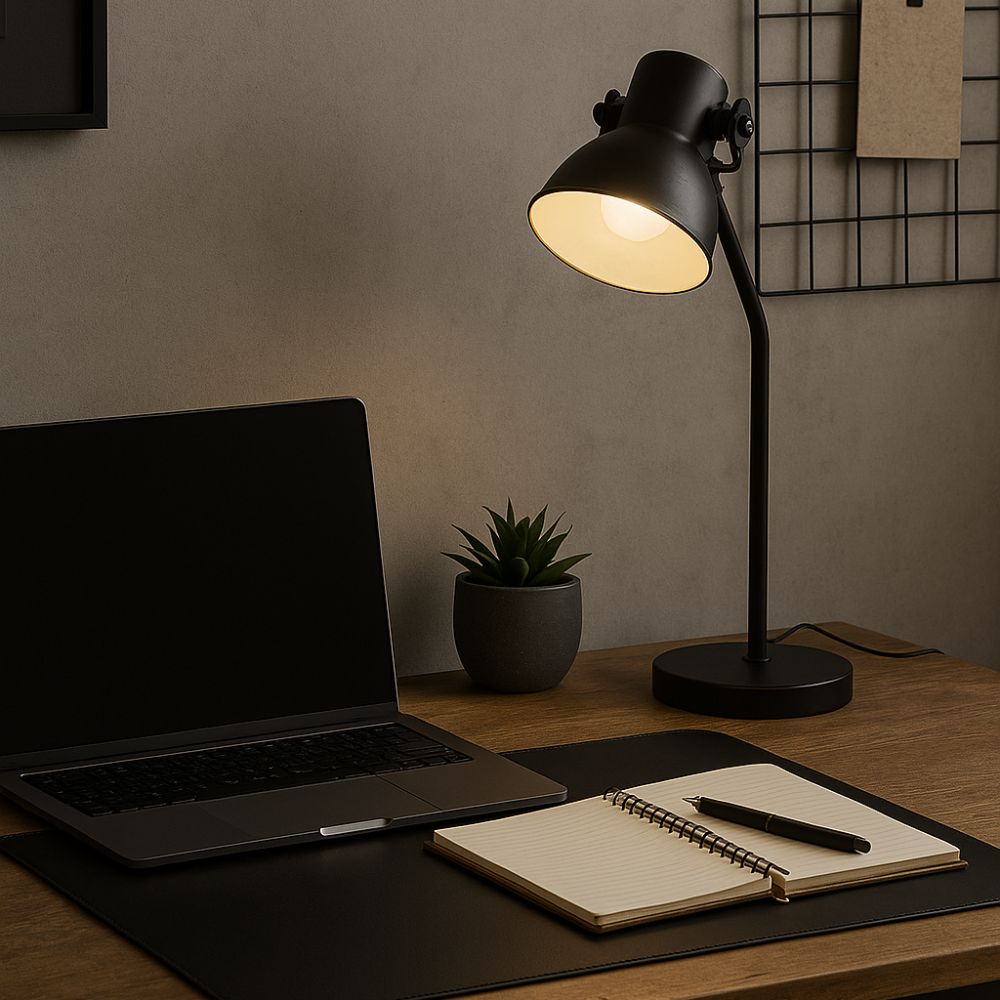 Lampe de Bureau en Métal Noir Industriel