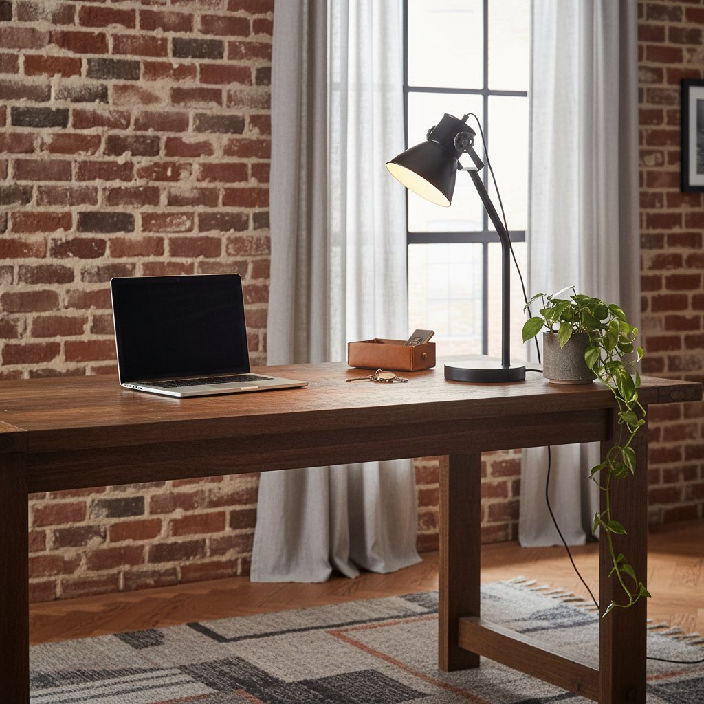 Lampe de Bureau en Métal Noir Industriel