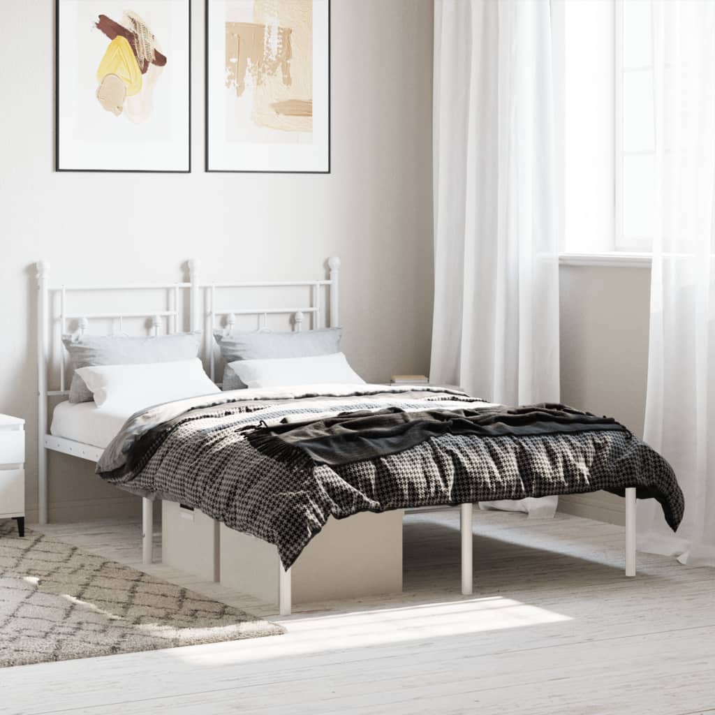 Lit Double en Métal Blanc Élégant-Blanc-avec tête de lit-120 x 190 cm-La-Fabrique-Industrielle