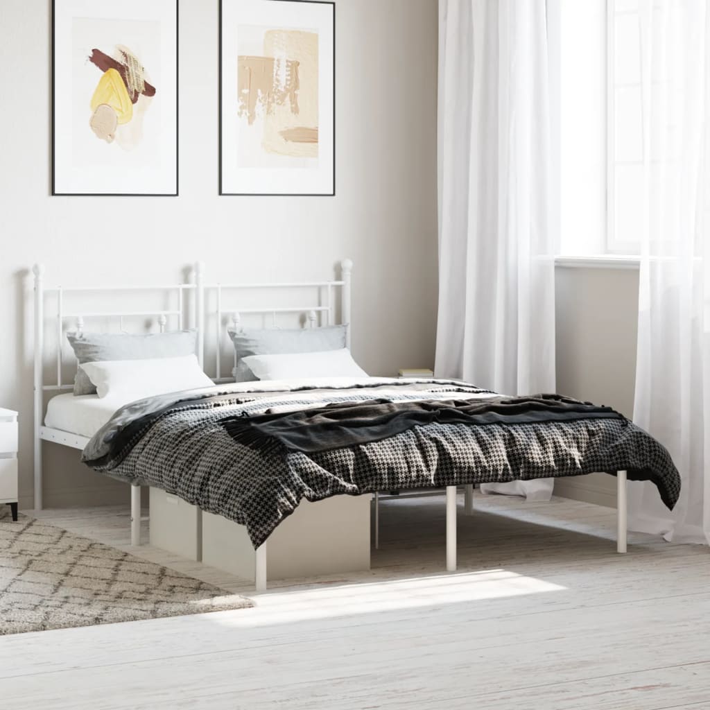 Lit Double en Métal Blanc Élégant-Blanc-avec tête de lit-140 x 200 cm-La-Fabrique-Industrielle