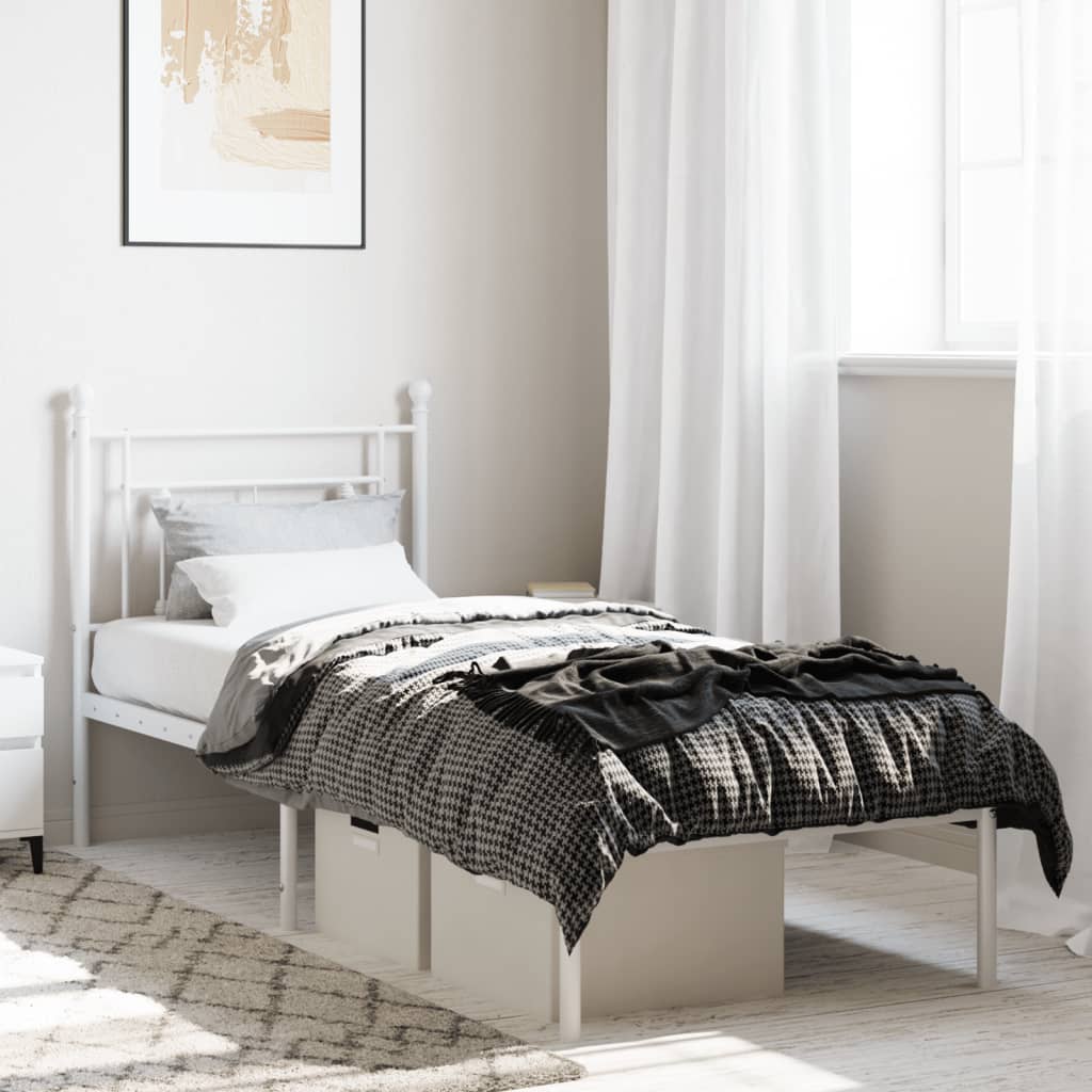 Lit Double en Métal Blanc Élégant-Blanc-avec tête de lit-80 x 200 cm-La-Fabrique-Industrielle