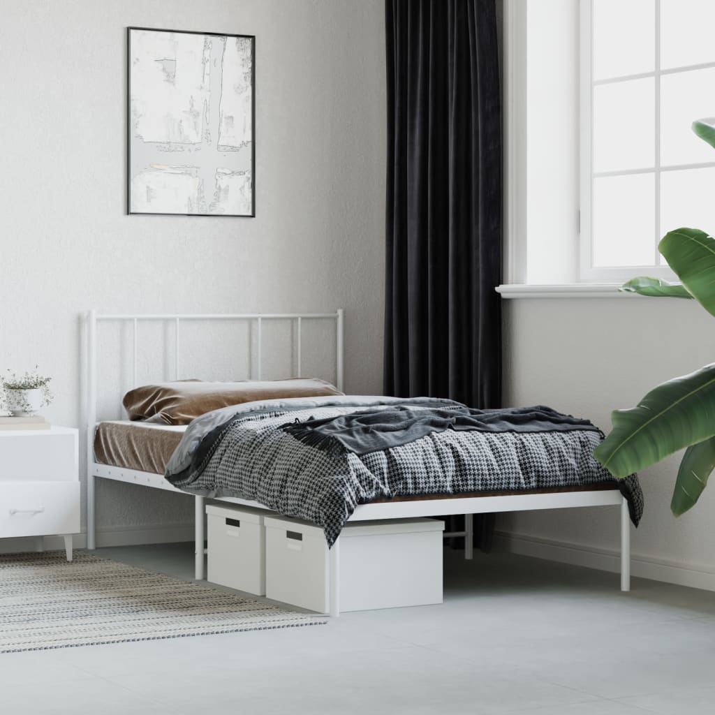 Lit King Size en Métal Industriel-Blanc-avec tête de lit-100 x 190 cm-La-Fabrique-Industrielle