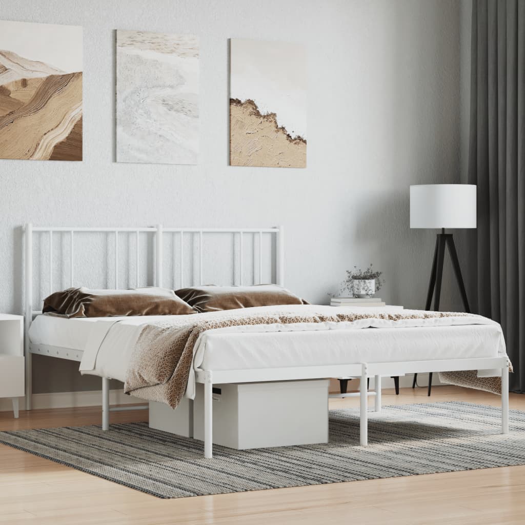 Lit King Size en Métal Industriel-Blanc-avec tête de lit-120 x 200 cm-La-Fabrique-Industrielle