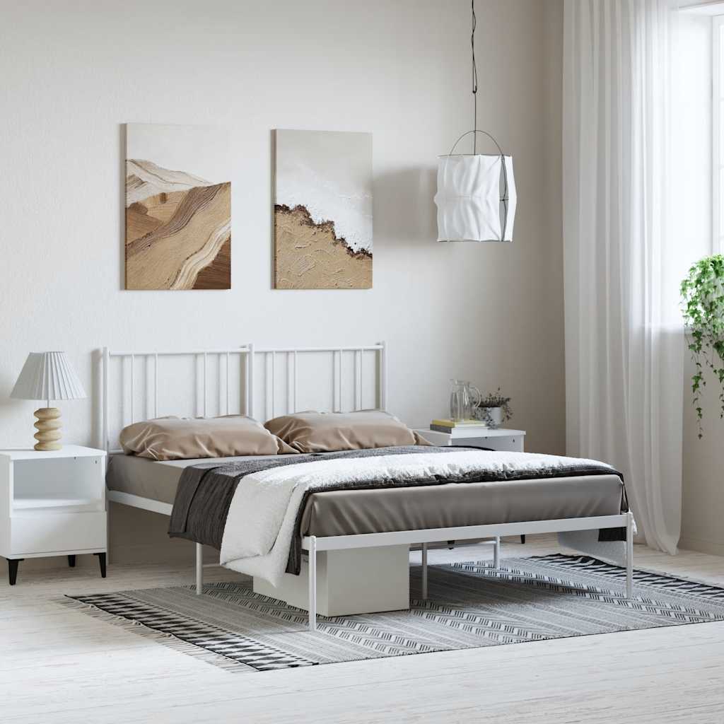 Lit King Size en Métal Industriel-Blanc-avec tête de lit-150 x 200 cm-La-Fabrique-Industrielle