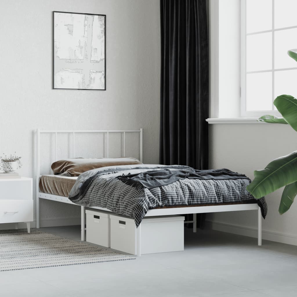 Lit King Size en Métal Industriel-Blanc-avec tête de lit-80 x 200 cm-La-Fabrique-Industrielle