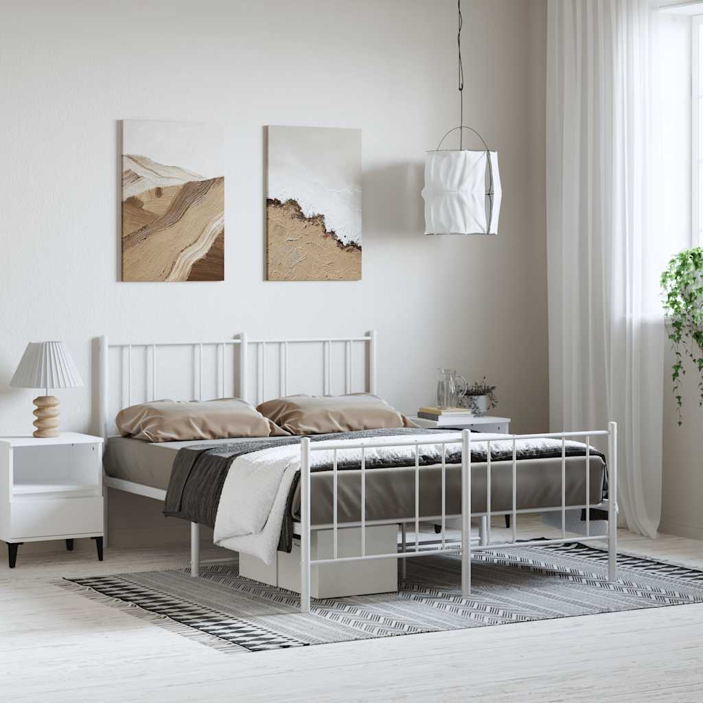 Lit King Size en Métal Industriel-Blanc-avec tête de lit et pied de lit-135 x 190 cm-La-Fabrique-Industrielle