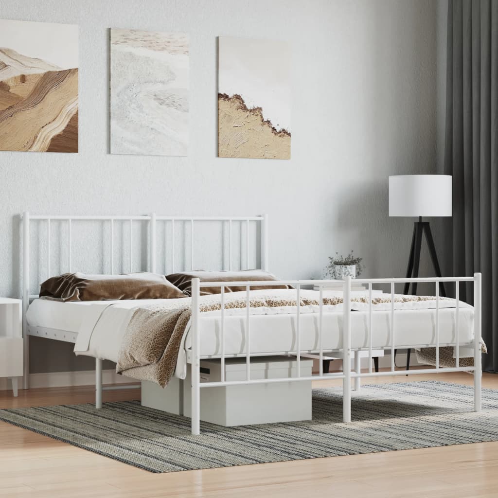 Lit King Size en Métal Industriel-Blanc-avec tête de lit et pied de lit-140 x 200 cm-La-Fabrique-Industrielle