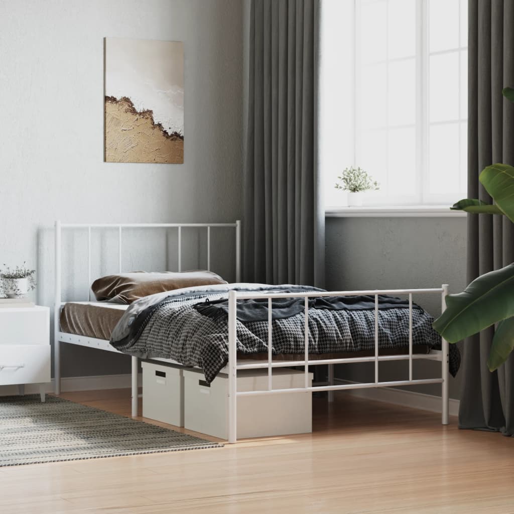 Lit King Size en Métal Industriel-Blanc-avec tête de lit et pied de lit-90 x 200 cm-La-Fabrique-Industrielle