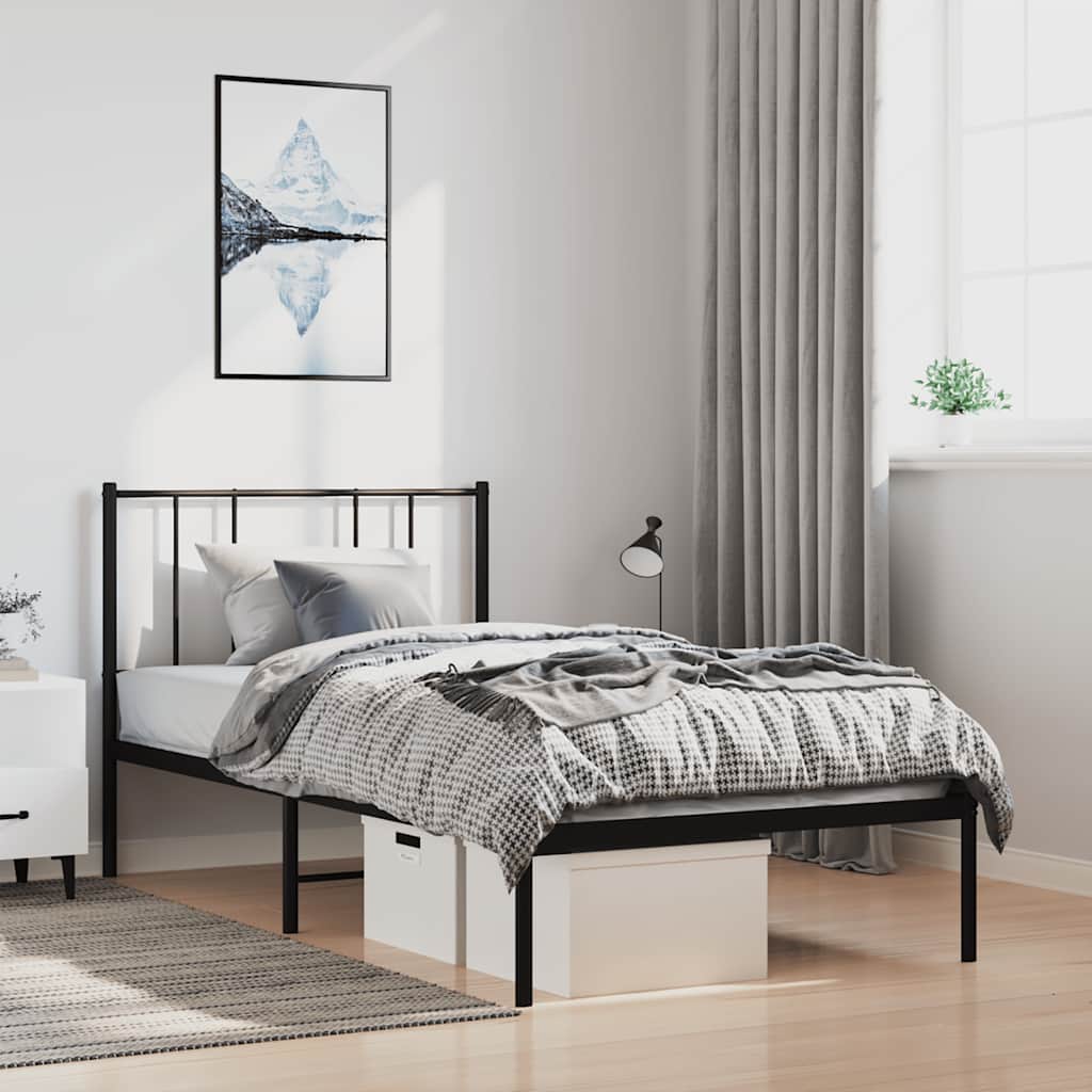 Lit King Size en Métal Industriel-Noir-avec tête de lit-100 x 190 cm-La-Fabrique-Industrielle