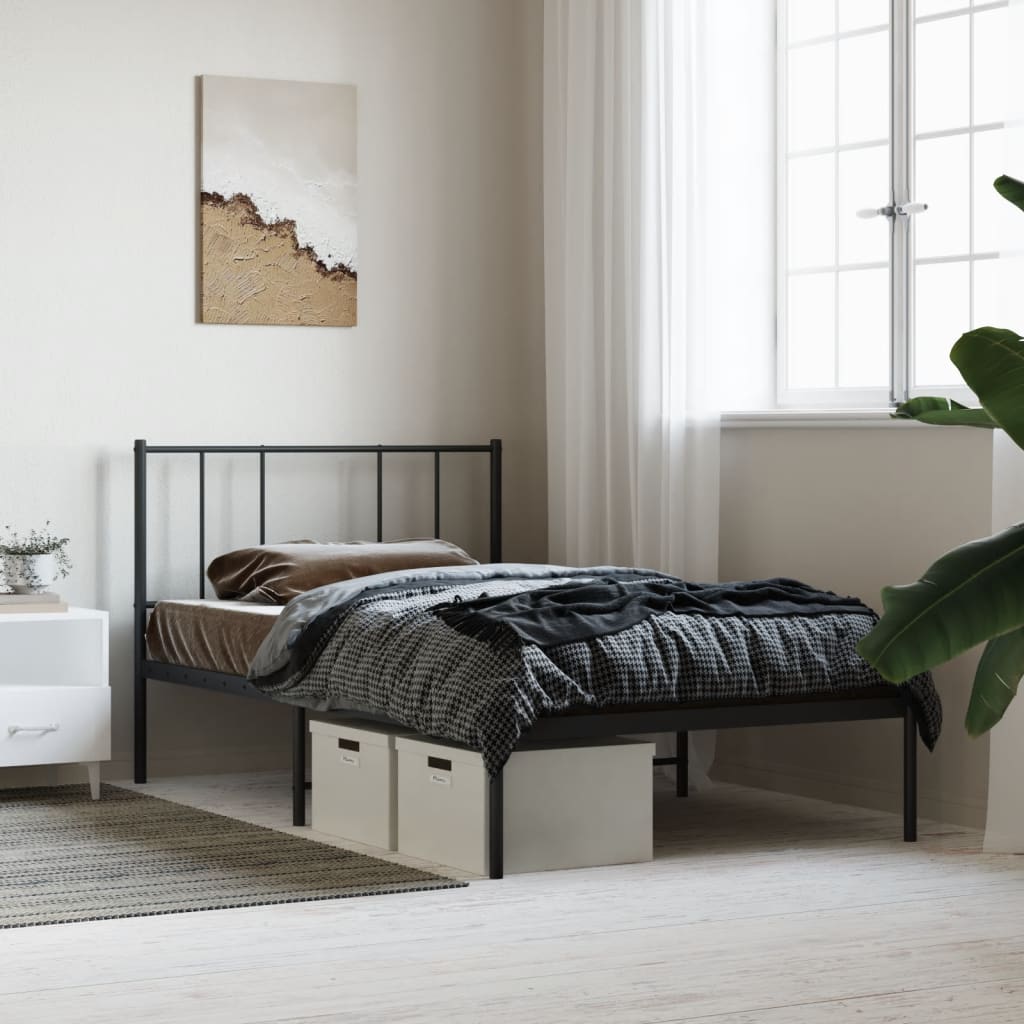 Lit King Size en Métal Industriel-Noir-avec tête de lit-107 x 203 cm-La-Fabrique-Industrielle
