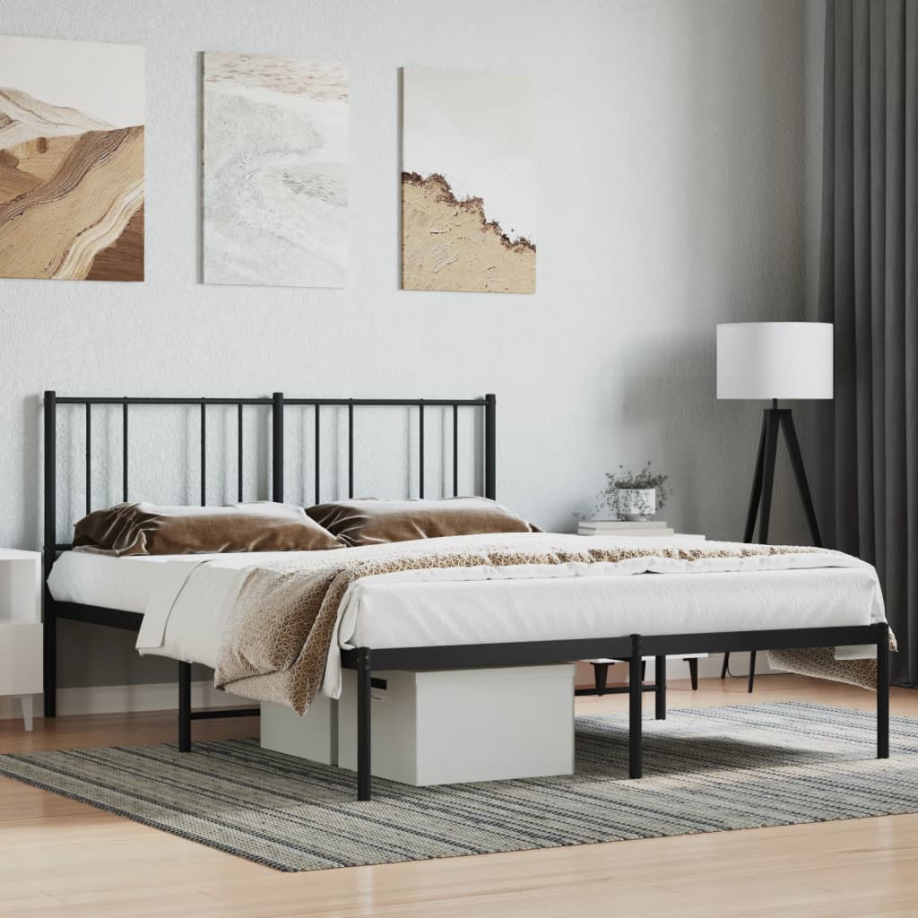 Lit King Size en Métal Industriel-Noir-avec tête de lit-120 x 190 cm-La-Fabrique-Industrielle