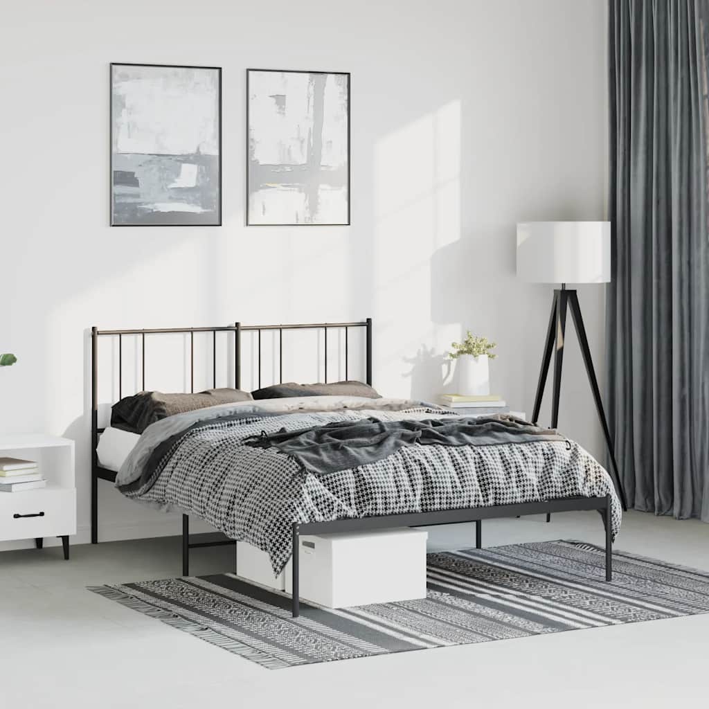 Lit King Size en Métal Industriel-Noir-avec tête de lit-150 x 200 cm-La-Fabrique-Industrielle