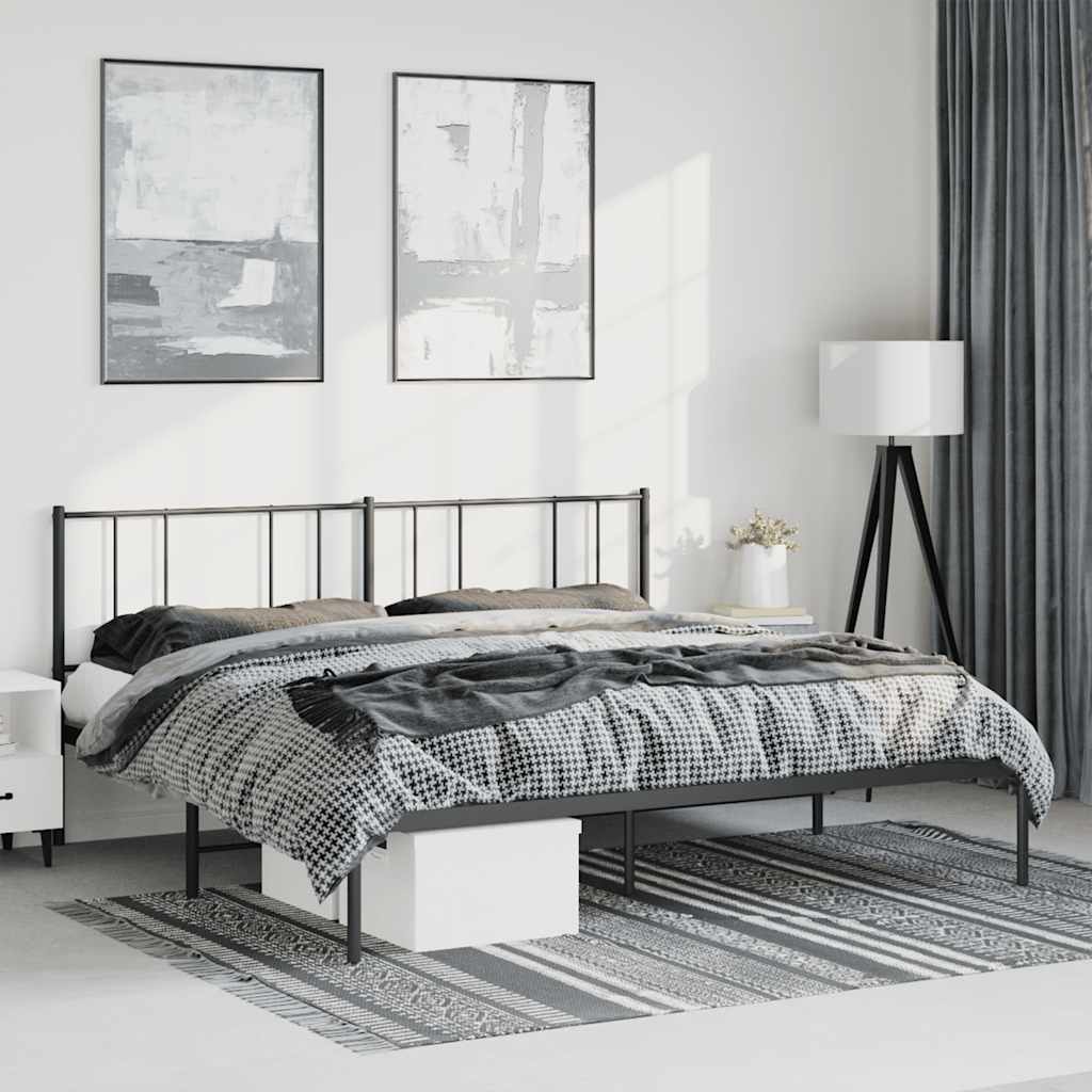 Lit King Size en Métal Industriel-Noir-avec tête de lit-183 x 213 cm-La-Fabrique-Industrielle