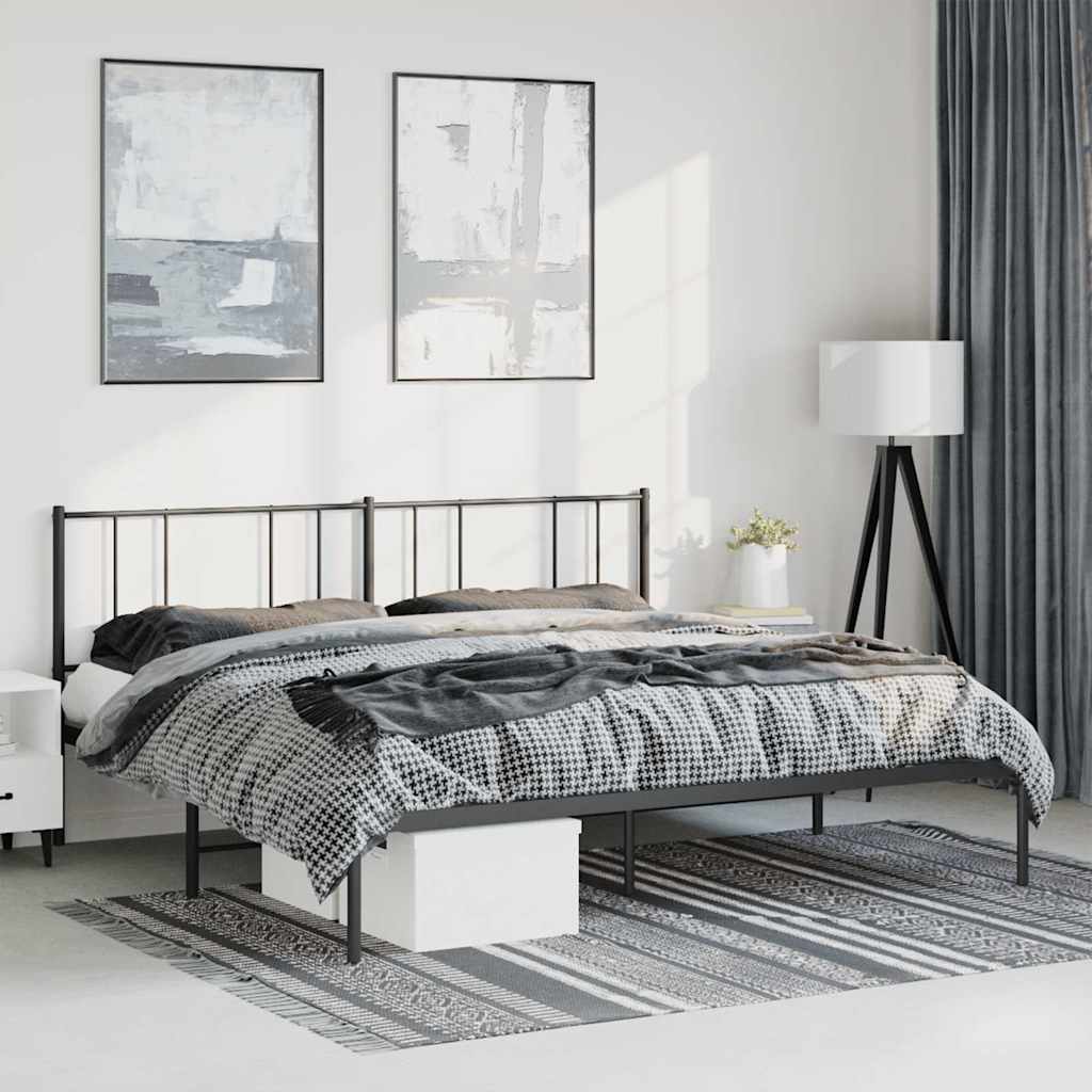 Lit King Size en Métal Industriel-Noir-avec tête de lit-193 x 203 cm-La-Fabrique-Industrielle