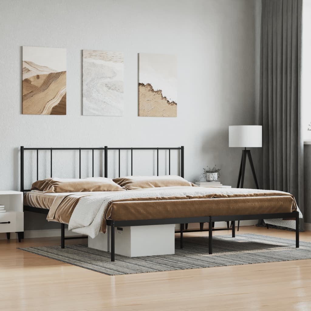 Lit King Size en Métal Industriel-Noir-avec tête de lit-200 x 200 cm-La-Fabrique-Industrielle