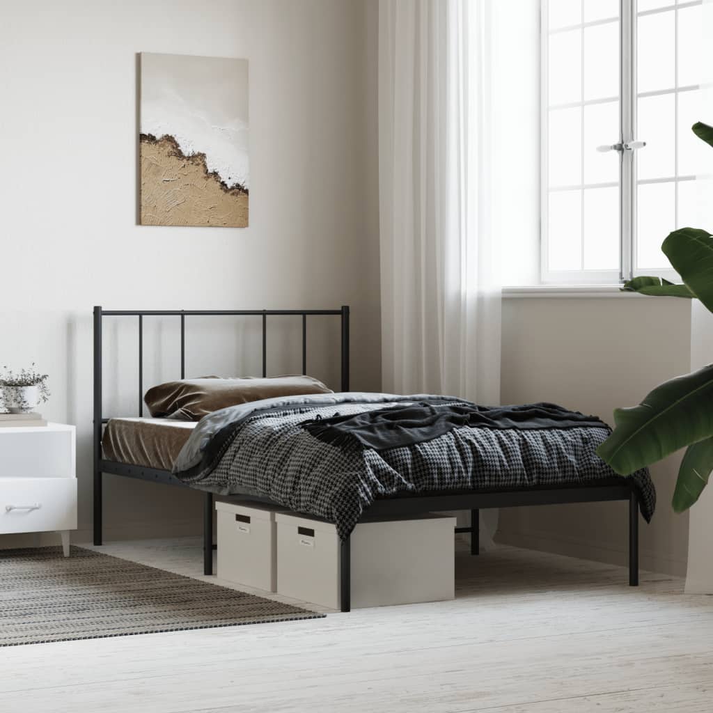 Lit King Size en Métal Industriel-Noir-avec tête de lit-90 x 190 cm-La-Fabrique-Industrielle
