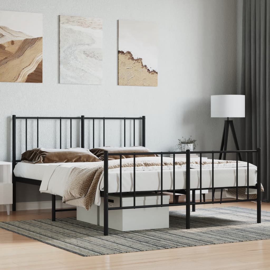 Lit King Size en Métal Industriel-Noir-avec tête de lit et pied de lit-120 x 190 cm-La-Fabrique-Industrielle