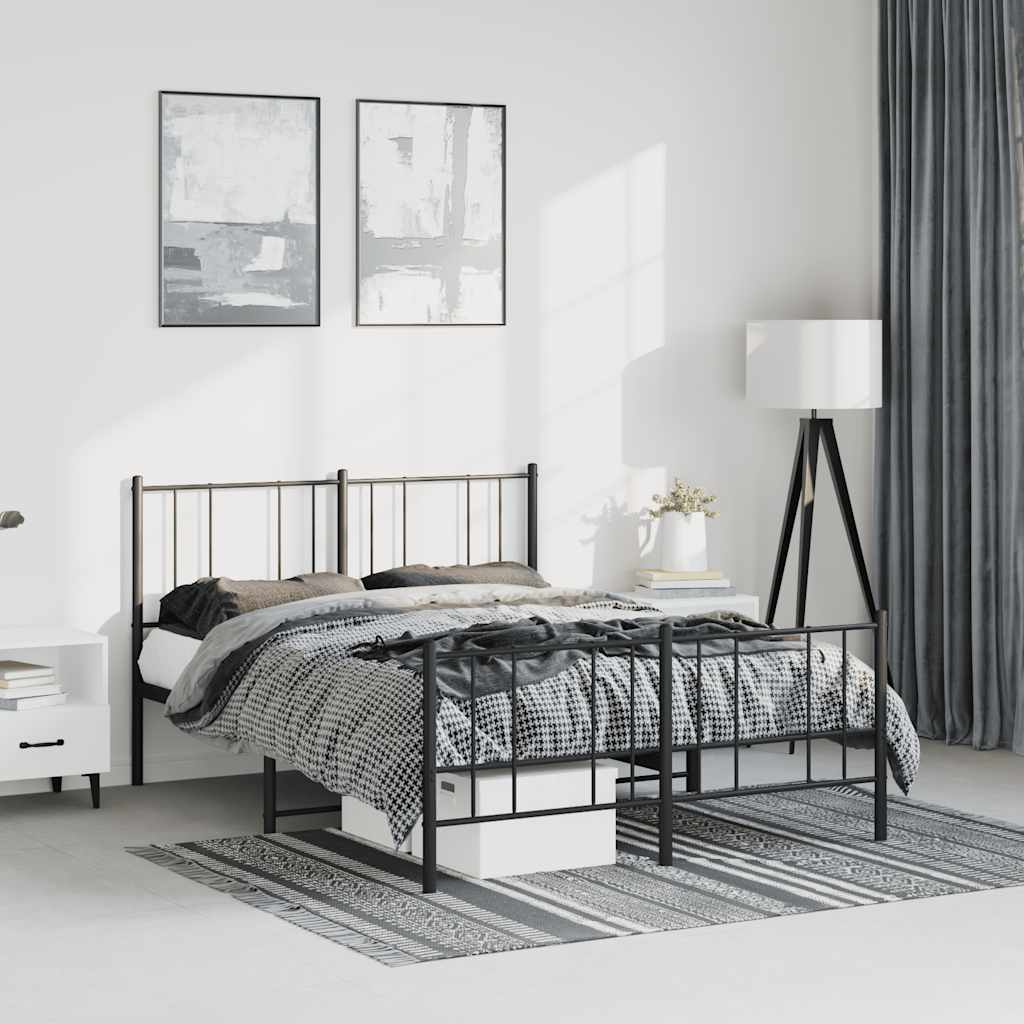 Lit King Size en Métal Industriel-Noir-avec tête de lit et pied de lit-135 x 190 cm-La-Fabrique-Industrielle