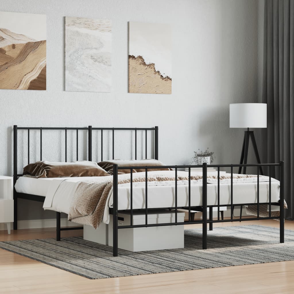 Lit King Size en Métal Industriel-Noir-avec tête de lit et pied de lit-140 x 190 cm-La-Fabrique-Industrielle