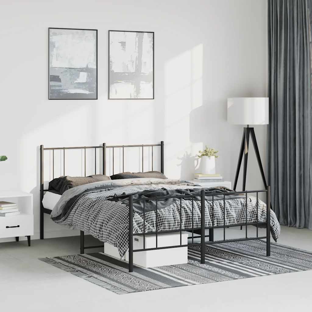 Lit King Size en Métal Industriel-Noir-avec tête de lit et pied de lit-150 x 200 cm-La-Fabrique-Industrielle