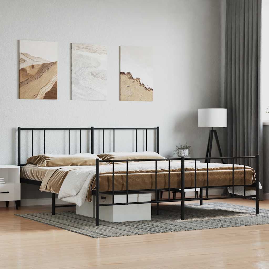 Lit King Size en Métal Industriel-Noir-avec tête de lit et pied de lit-193 x 203 cm-La-Fabrique-Industrielle