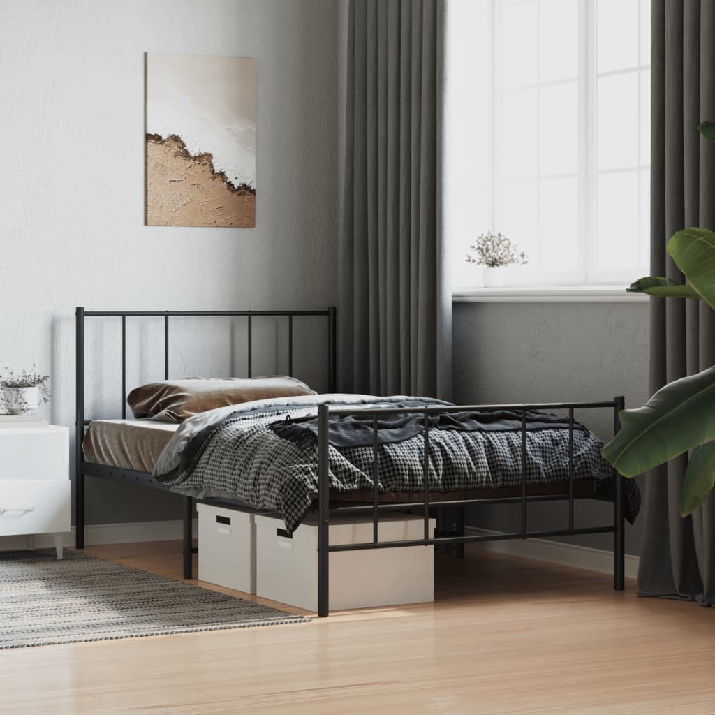 Lit King Size en Métal Industriel-Noir-avec tête de lit et pied de lit-75 x 190 cm-La-Fabrique-Industrielle