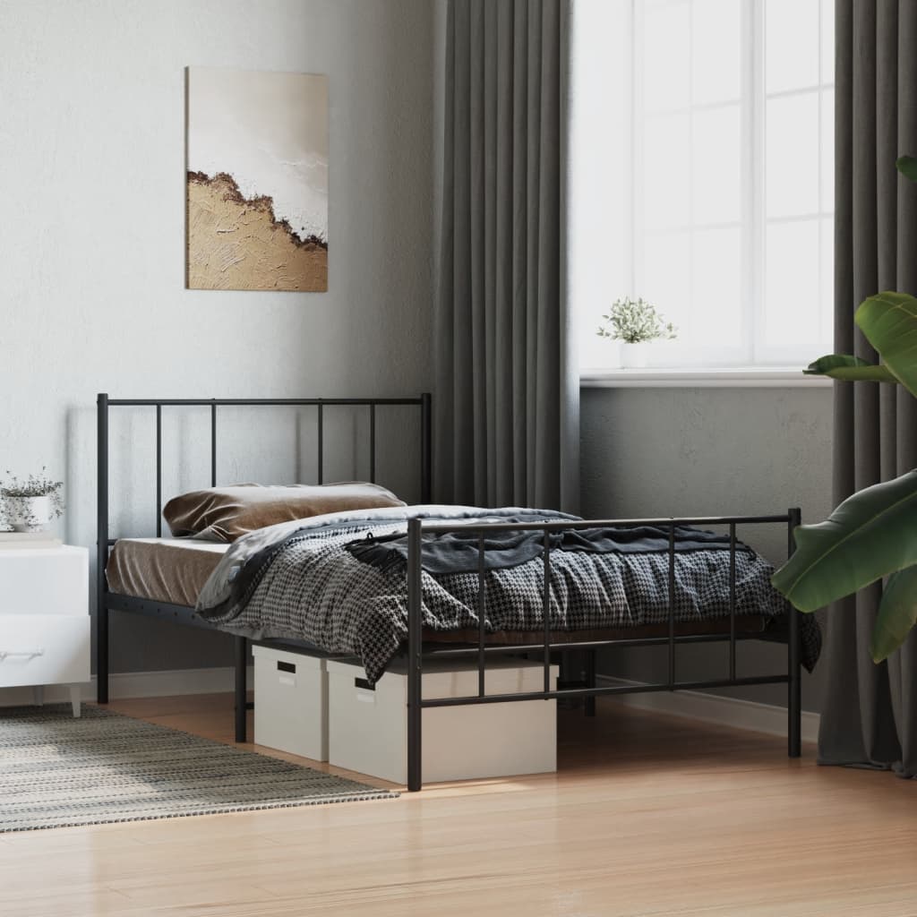 Lit King Size en Métal Industriel-Noir-avec tête de lit et pied de lit-80 x 200 cm-La-Fabrique-Industrielle