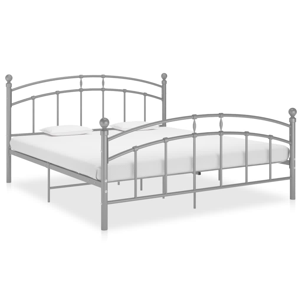 Lit Vintage en Métal Blanc-Gris-200 x 200 cm-La-Fabrique-Industrielle