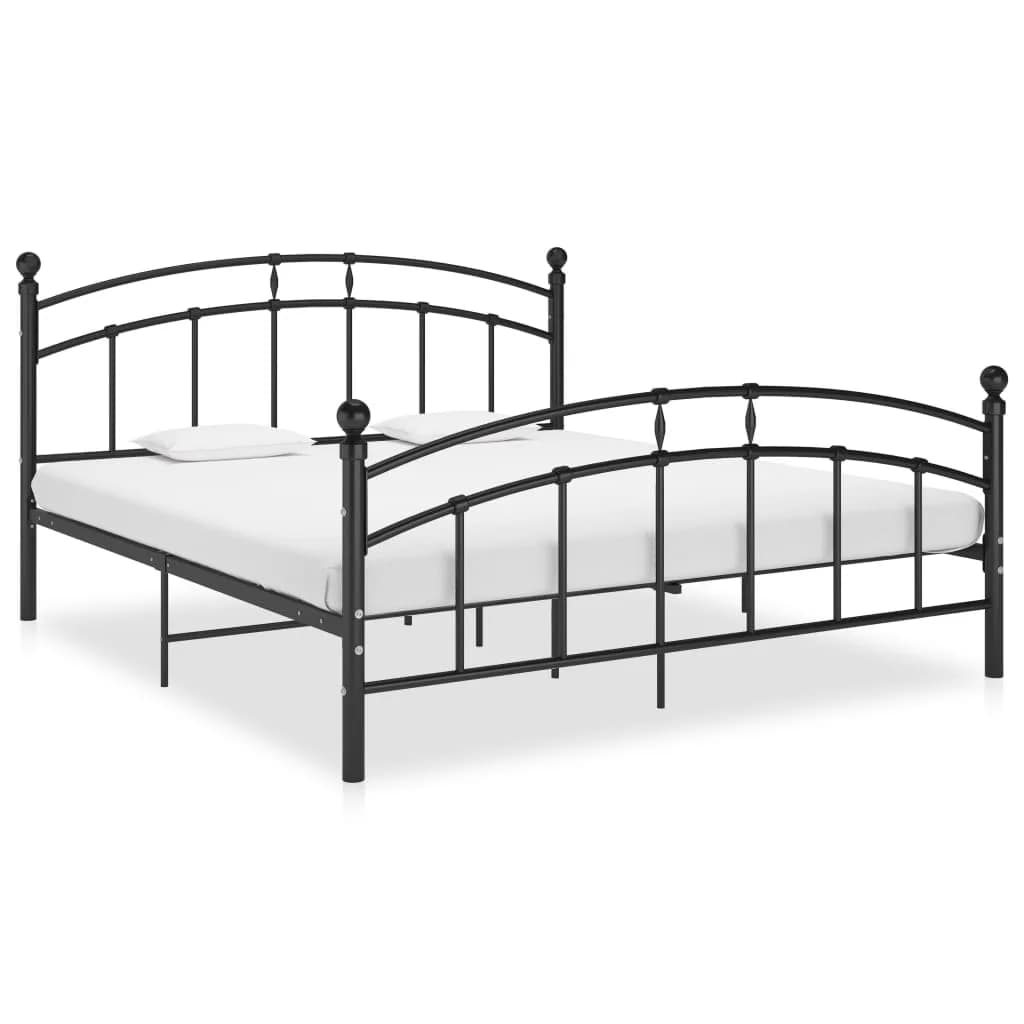 Lit Vintage en Métal Blanc-Noir-160 x 200 cm-La-Fabrique-Industrielle