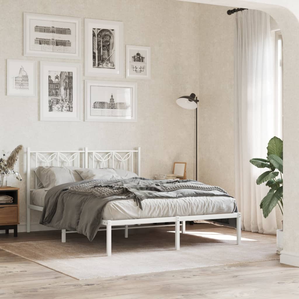 Lit en Acier 180x200 Design Industriel-Blanc-avec tête de lit-140 x 190 cm-La-Fabrique-Industrielle